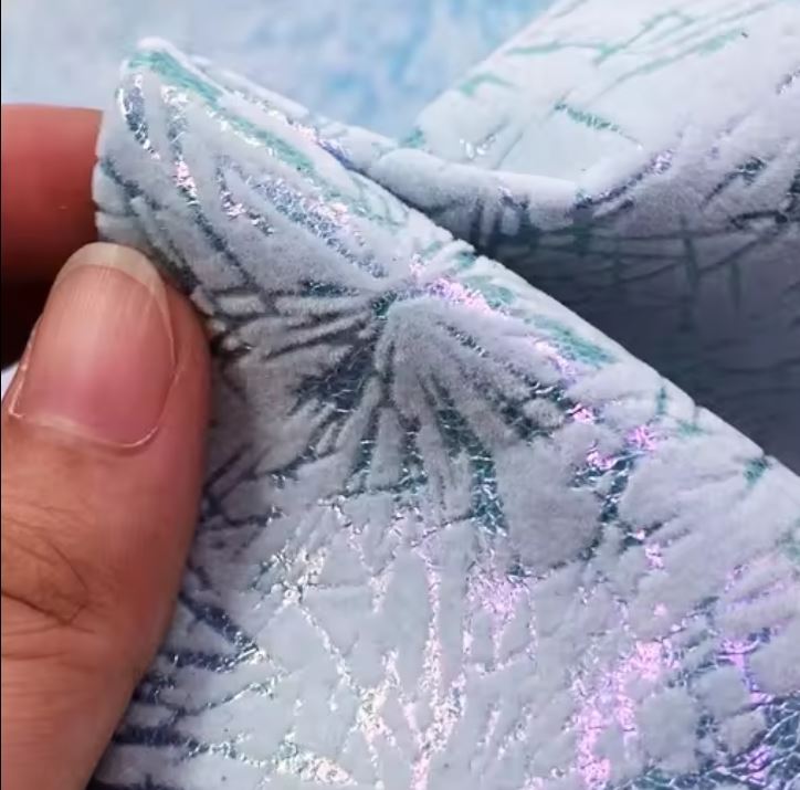 Flocking Fireworks Pattern Color Changeable Fabric PU Leather